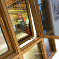 South Africa wood grain transfer security huge  hollow tempered reflective glass casement aluminium window for patio